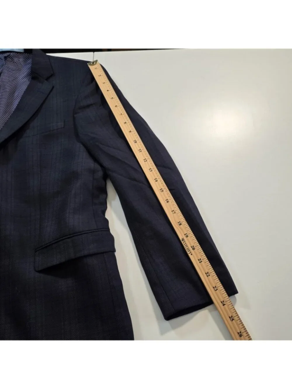 SAND Copenhagen Wool Blazer 52IT 42R Navy Plaid Soul Zignone Italian Fabric Edgy